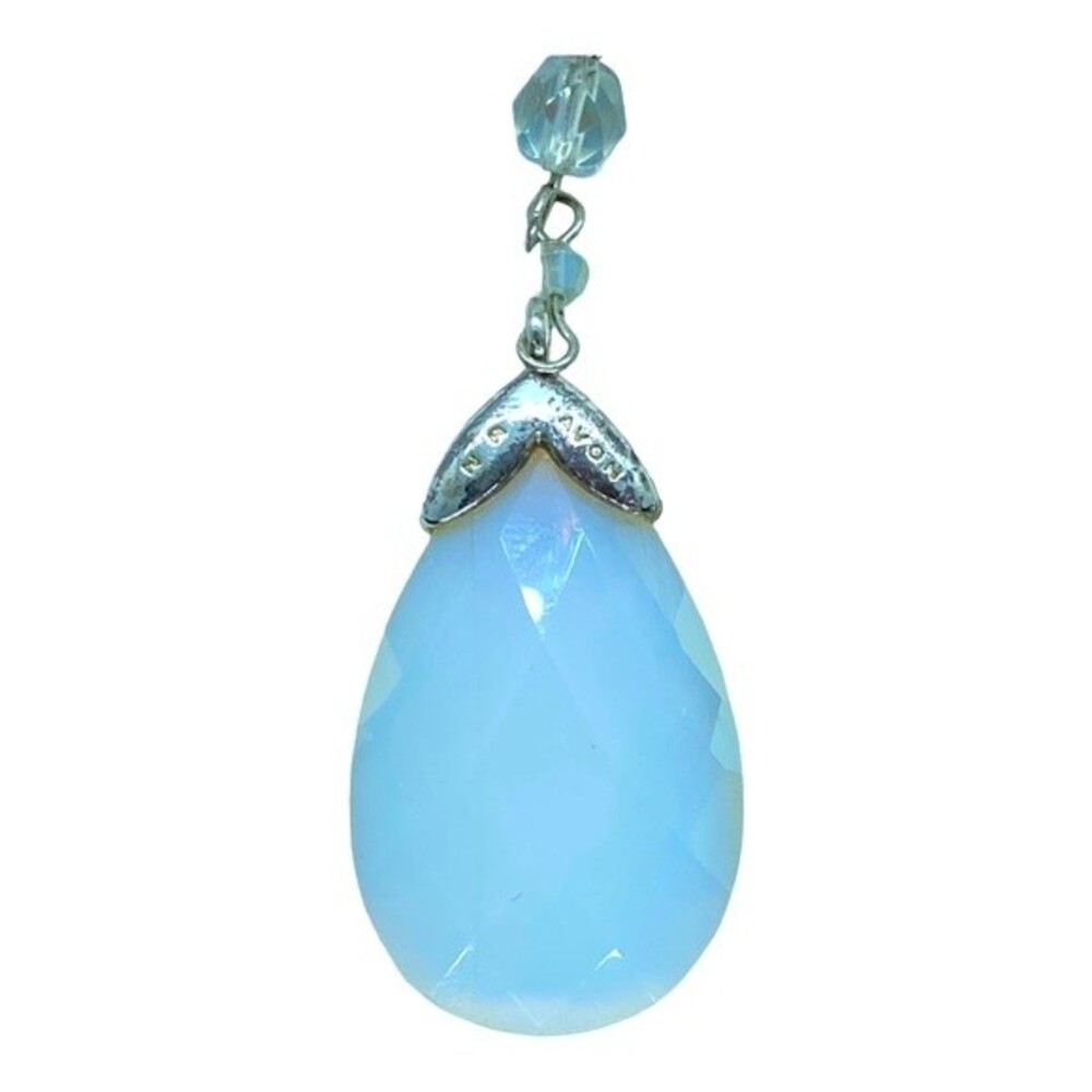 AVON Iridescent Blue Teardrop Silver-tone Necklace